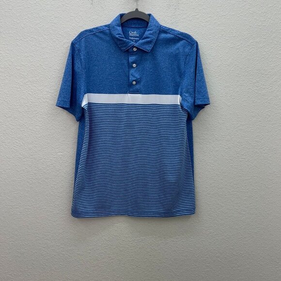croft & barrow Other - Croft & Barrow Performance Blue Stripe Short Sleeve Golf Polo Shirt Mens Medium